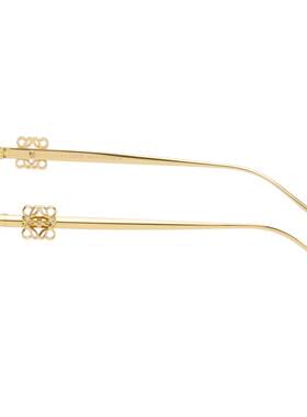 潮奢 LOEWE 罗意威 女士 金色 Anagram Hexagonal 太阳镜 LW40115