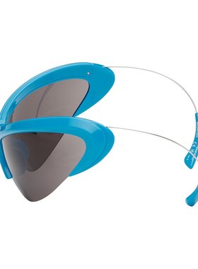 1h可退 潮奢 Balenciaga 巴黎世家 男士 蓝色 Wire Cat 太阳镜 BB