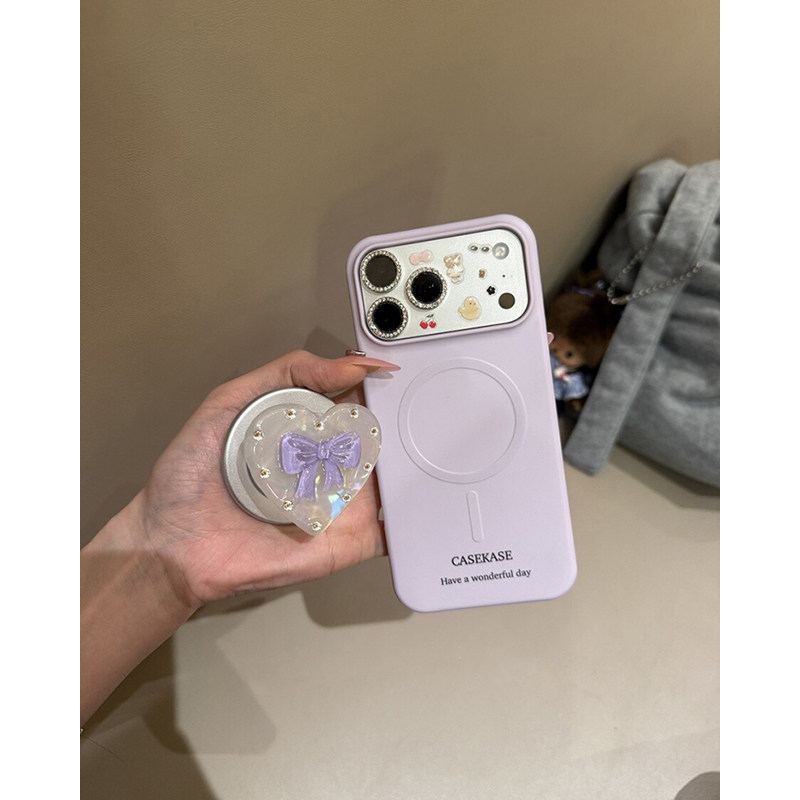 欧略 韩风ins简约立体蝴蝶结爱心磁吸支架适用苹果17promax手机壳iPhone16pro女新款17超好看15pro防摔保护套,淘宝优惠券,粉丝福利购,淘宝优惠卷