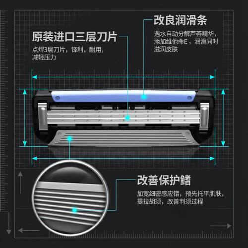 阿帕齐新款美国进口3层刀头手动天弓剃须刀刮胡刀剃头阿帕奇刀片 - 图1