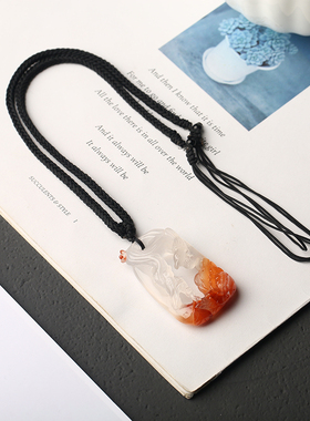 追梦天然冰飘双喜临门南红吊坠