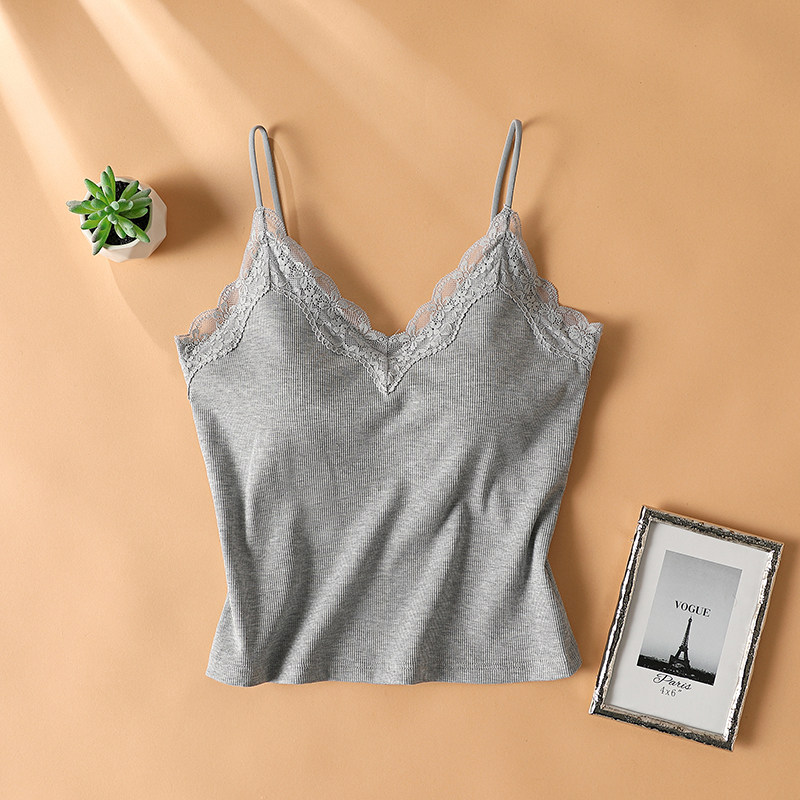 蕾丝吊带背心女内搭带胸垫文胸一体美背白色上衣2025新款春夏外穿