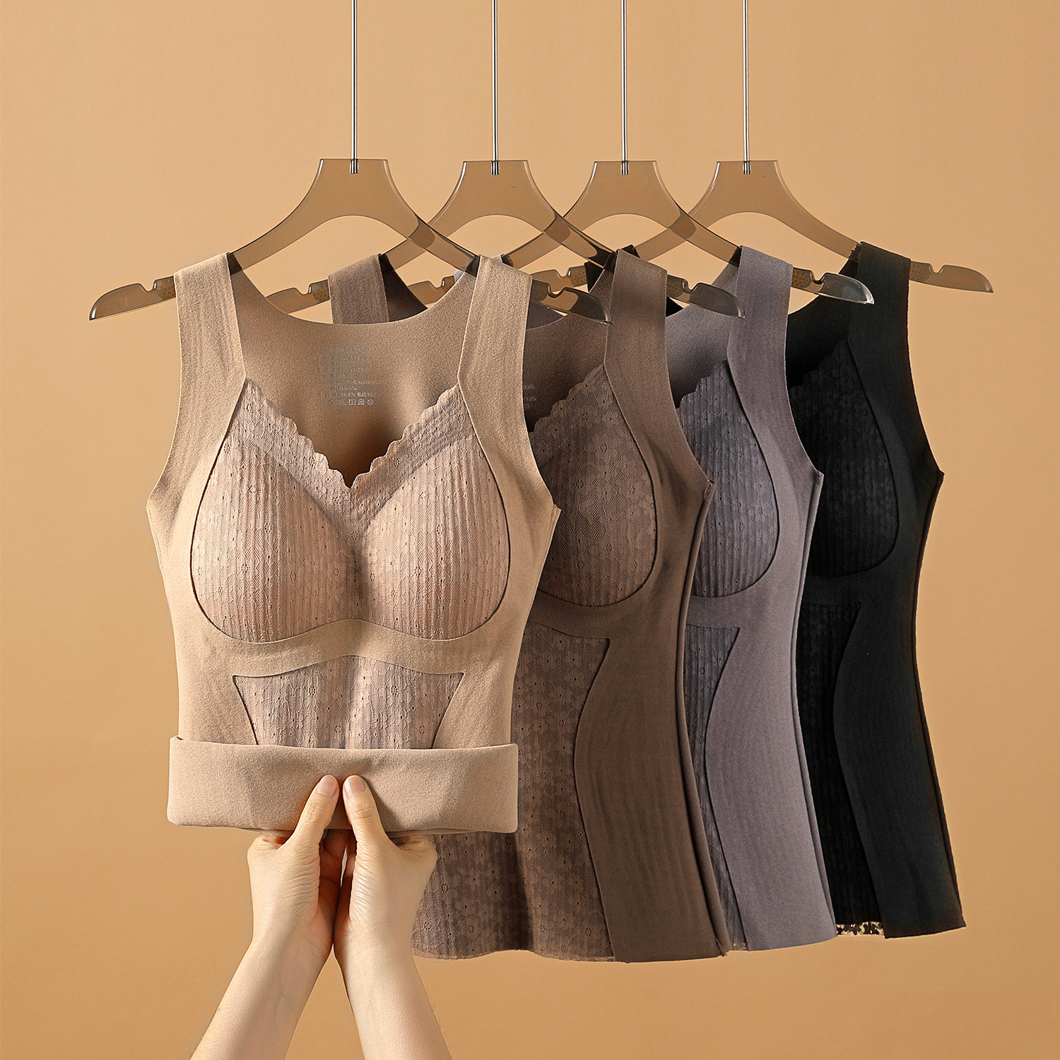 保暖背心女带胸垫一体聚拢内衣2025冬季发热加绒加厚内搭贴身打底