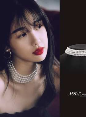 珍珠项链长款赫本风礼服旗袍配饰