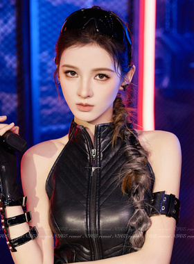 Y2k甜酷辣妹PU皮手环潮男cos臂环