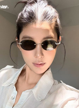 Fakeme 2025新品个性轻奢无框墨镜时尚防紫外线太阳镜小冰镜 mary