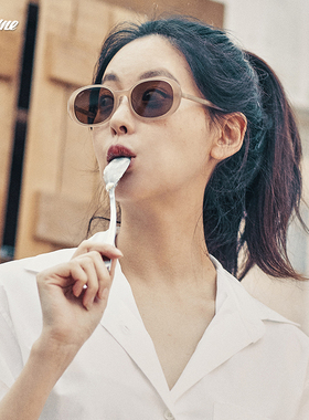 【】Fakeme 板材椭圆框素颜镜复古太阳镜 Quinoa&gossip