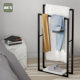 KES high and low double pole floor-standing matte black towel rack