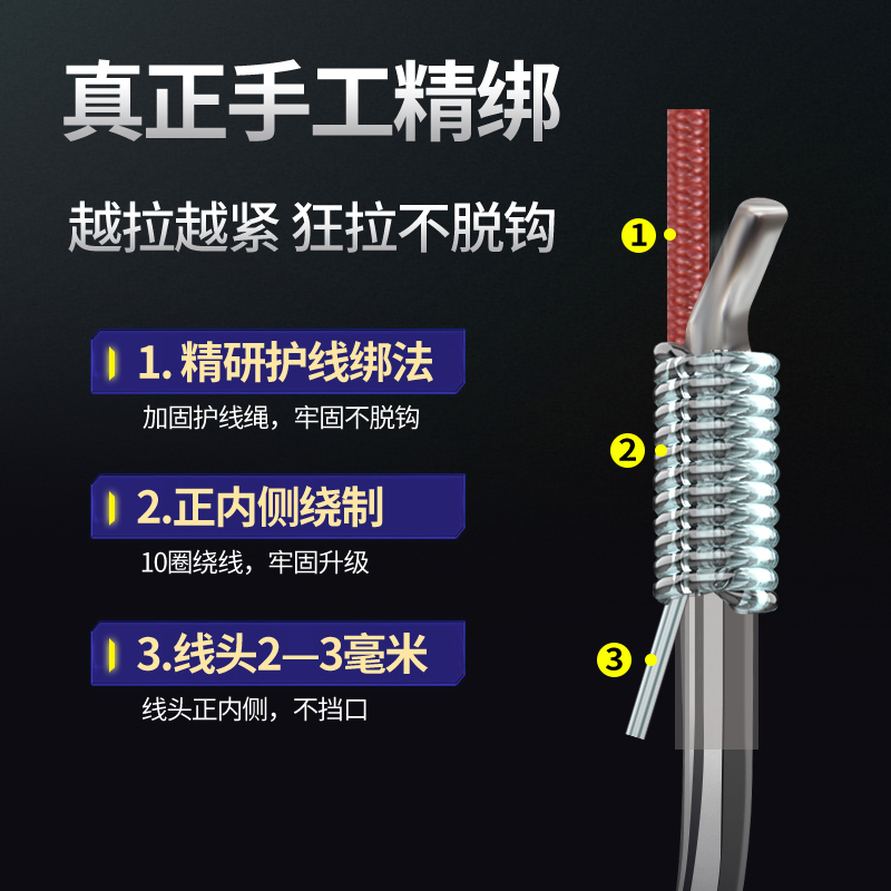 老刀巨物无倒刺钓鱼钩绑好成品子线双钩大物钩鲟鱼青鱼伊势尼对钩