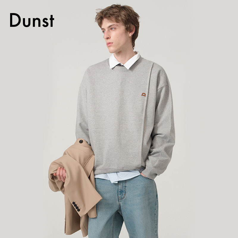 【迪丽热巴同款】Dunst春季新品纯棉卫衣皮标装饰运动服UDTS4A103-图2