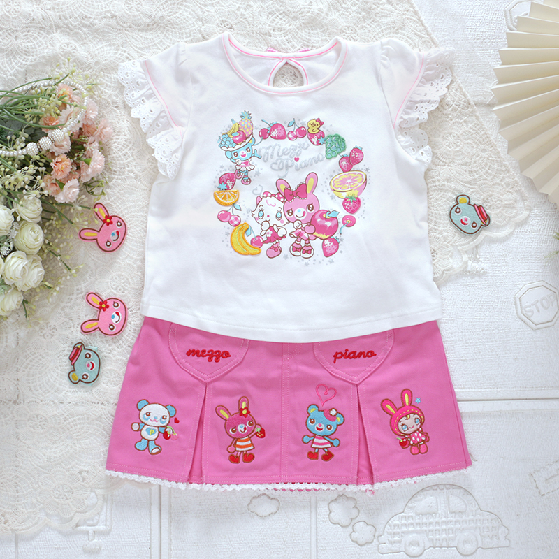 钢琴家女儿服 短裙卡通可爱风新款儿童半身裙 甜妹穿搭牛仔裙裤子 - 图0