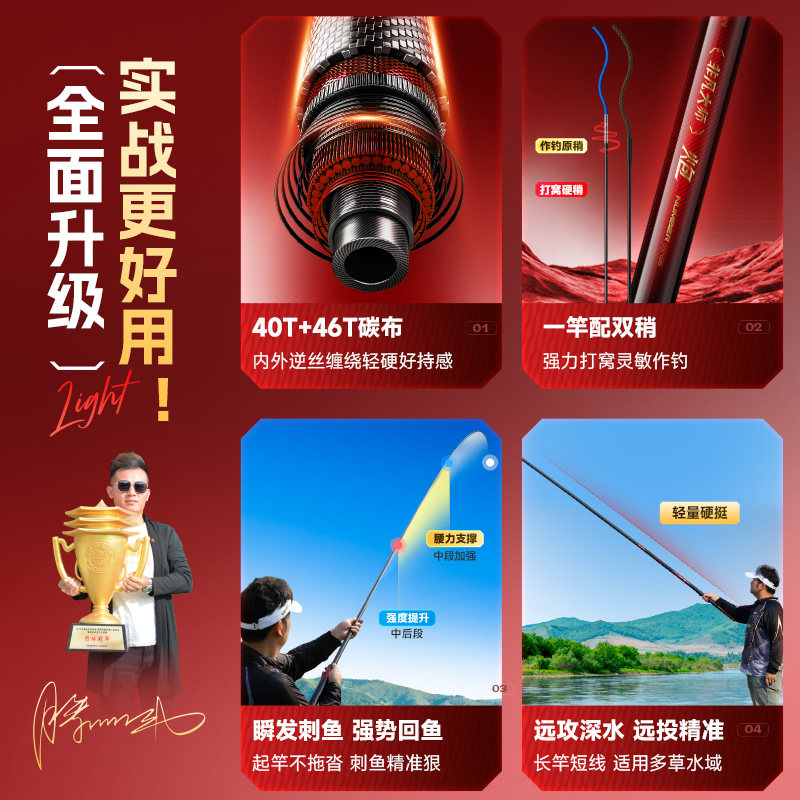 创威非凡大师炮竿长杆超轻超硬传统钓炮杆10/13m钓鱼竿手杆打窝竿,淘宝优惠券,粉丝福利购,淘宝优惠卷