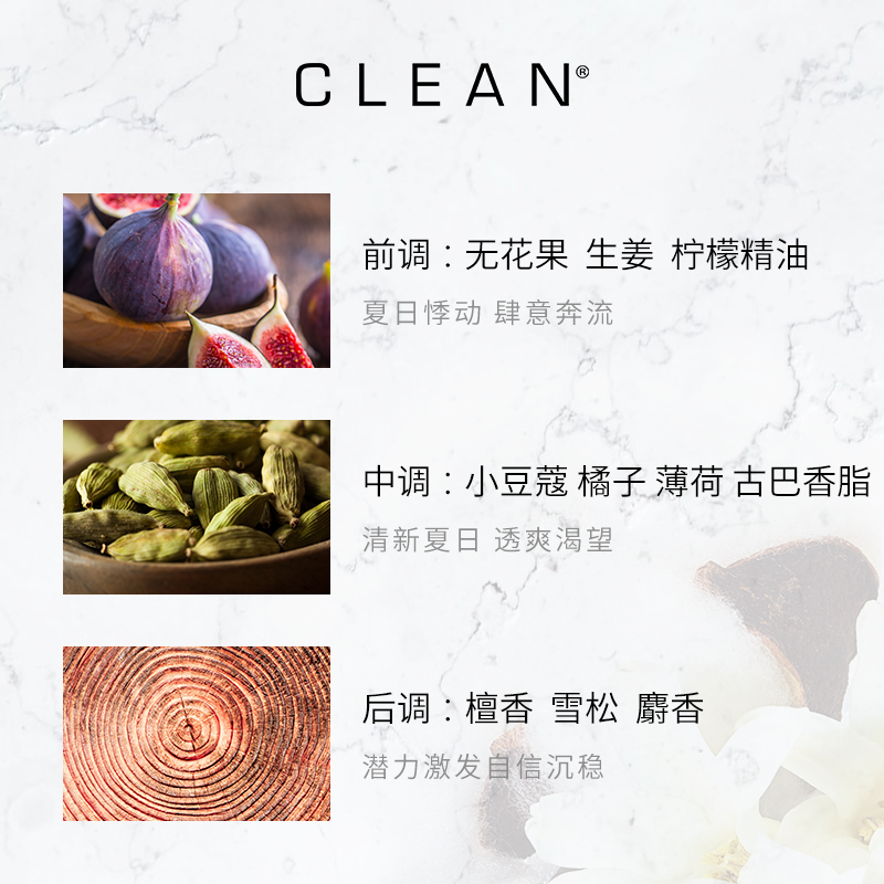 【官方正品】Clean初夏悸动浓香水男士女士清新柠檬清冽无花果