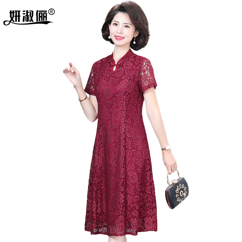 中年妈妈春装连衣裙新款高端平时可穿中式旗袍喜婆婆婚宴礼服裙子