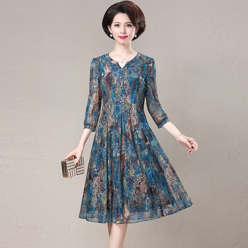 中年台湾网纱气质2023新款连衣裙 妍淑俪中老年女装