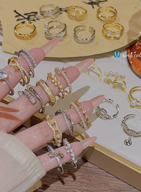 网红爆款戒指轻奢小众高级感开口可调节情侣对戒