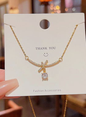 蝴蝶结水滴之梦项链女轻奢小众吊坠颈链2024新款锁骨链高级感配饰