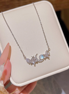 梦幻星月项链配饰女轻奢高级感小清新精致锆石吊坠简约甜美锁骨链