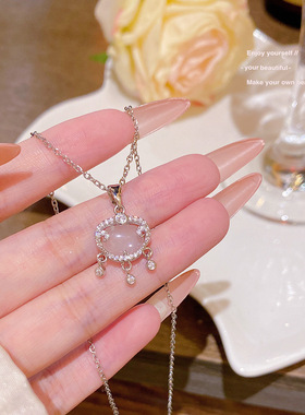 新中式平安锁钛钢项链女高级感气质小众新款百搭颈链不掉色锁骨链