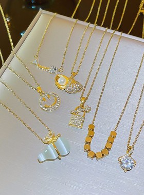 时尚百搭设计感网红爆款锁骨链女高级感小众轻奢微镶锆石项链