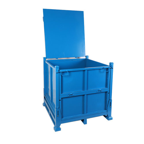 工厂可折叠金属周转箱 铁皮周转筐工业仓储可移动金属物料框定制 - 图1