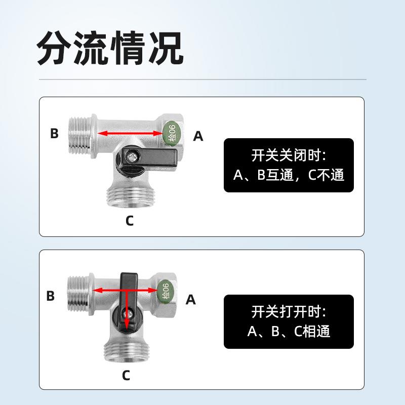 全铜三通球阀4分转6分T型异径球阀太阳能自来水管分水器阀门开关 - 图0