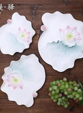 荷韵陶瓷莲花佛具套装家用供佛香炉水杯供盘花瓶供灯供具用品全套