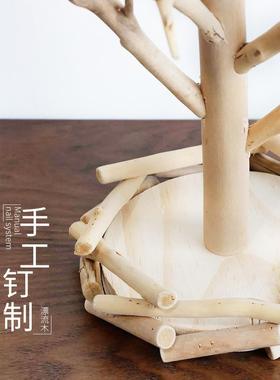 手工木质挂钥匙收纳架桌面首饰架创意新春摆件门口客厅玄关置物架