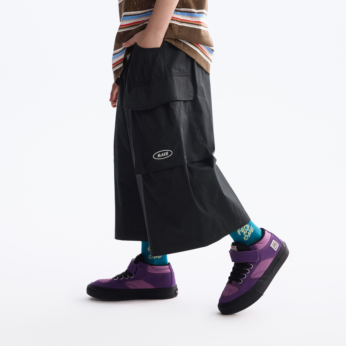 清仓MQD童装男童八分休闲裤2025夏装儿童韩版夏季绣花宽松工装裤,淘宝优惠券,粉丝福利购,淘宝优惠卷