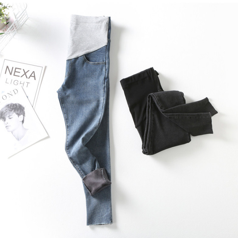 孕妇春秋款外穿潮妈紧身小脚牛仔裤 西瓜妈妈美孕孕妇打底裤