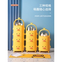 Childrens toy containing rack small yellow duck cart removable living room snacks Baby bookshelves finishing shelves Multi-layers