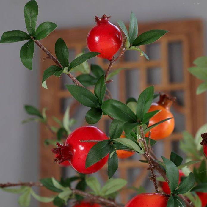 中国风仿真石榴果摆件柿子树枝红浆果发财果假花客厅装饰玄关插花,淘宝优惠券,粉丝福利购,淘宝优惠卷