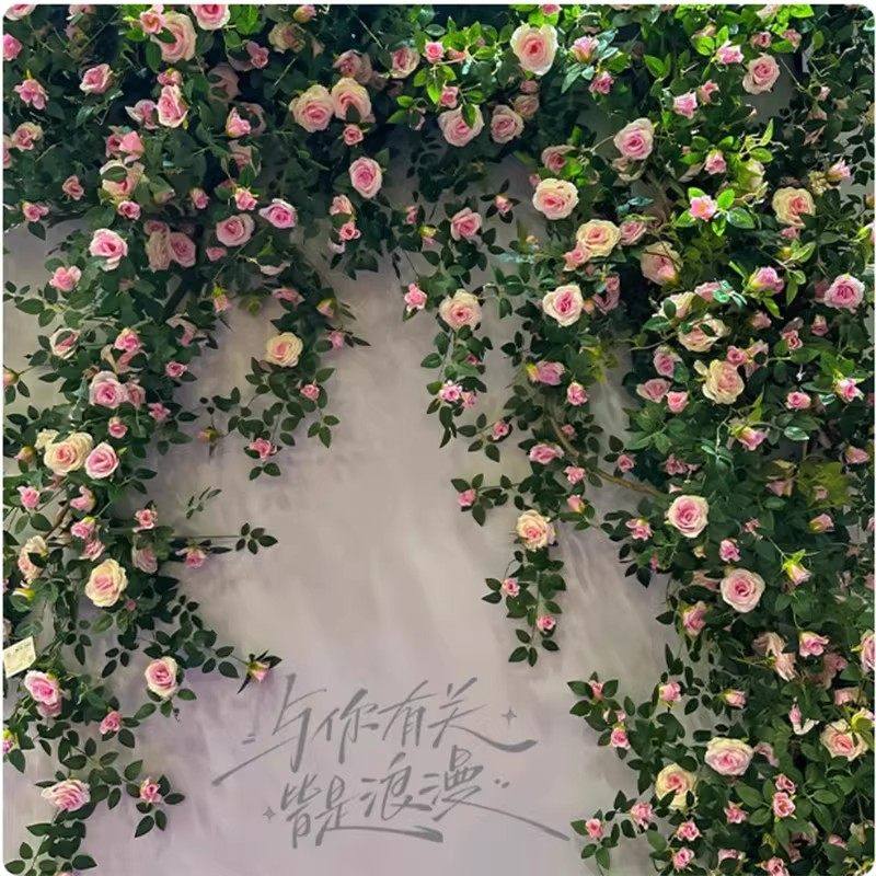 仿真玫瑰花网红花墙瀑布墙壁假花空调管道装饰花藤条遮挡门头藤蔓,淘宝优惠券,粉丝福利购,淘宝优惠卷