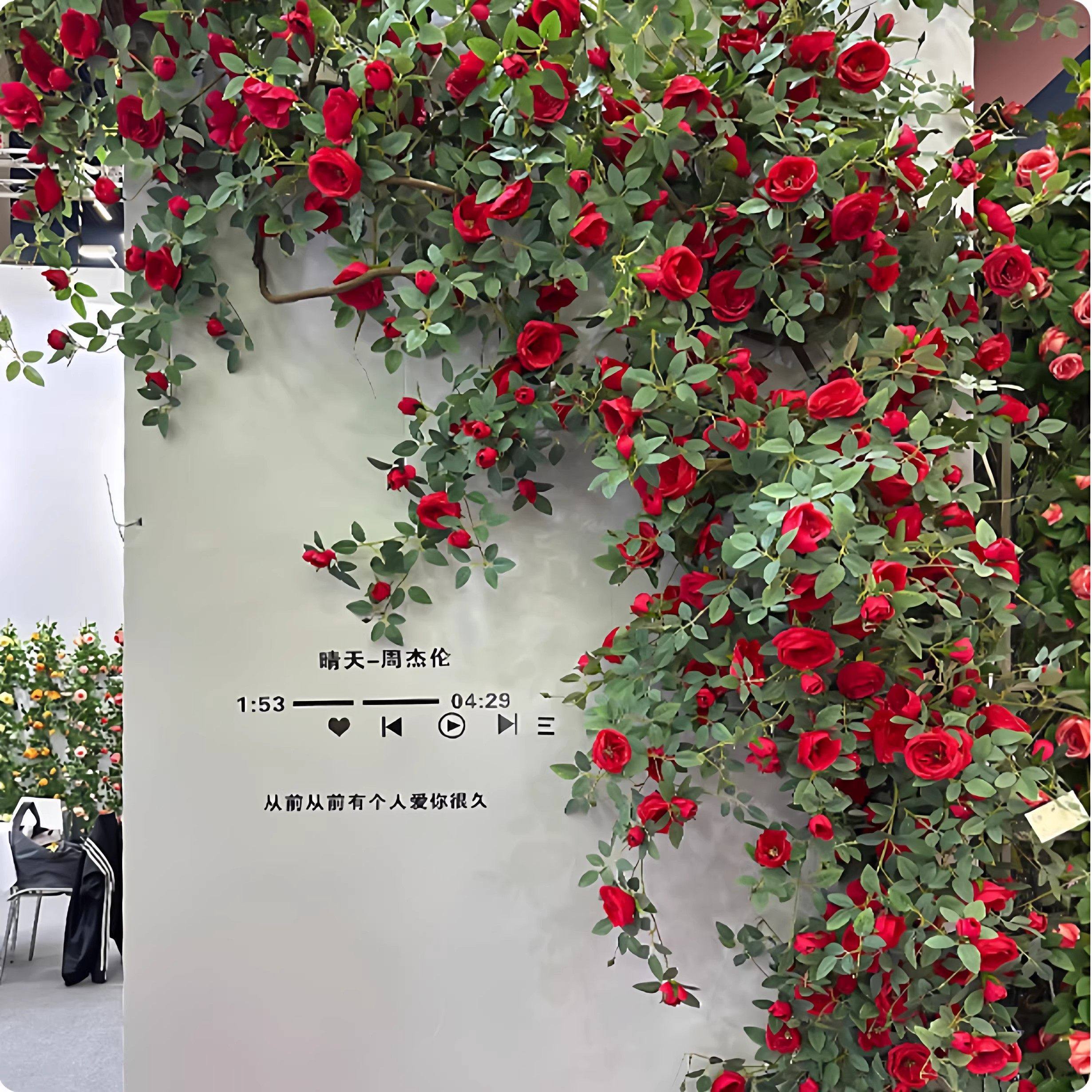 仿真玫瑰花网红花墙瀑布墙壁假花空调管道装饰花藤条遮挡门头藤蔓,淘宝优惠券,粉丝福利购,淘宝优惠卷