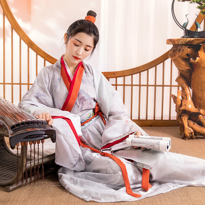 银狐女魏晋风古装交领齐腰广袖汉服 知月馨汉服