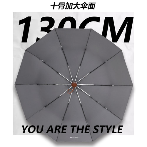 全自动雨伞男士加大超大大号双人折叠黑色商务定制高档英伦木柄伞 - 图2