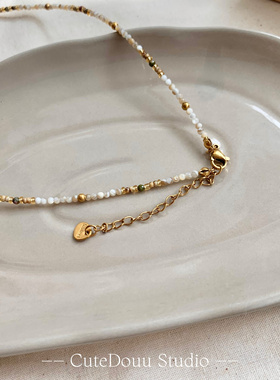 CuteDouu 质感美拉德“耐看细串珠”暖调日常百搭串珠项链锁骨链