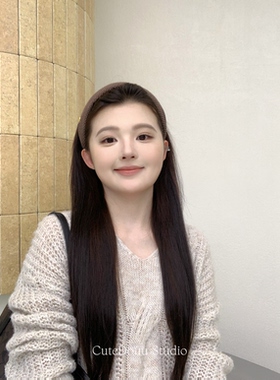 CuteDouu 圆头圆脑高颅顶发箍 韩系ins宽边波点星星布艺大头发箍