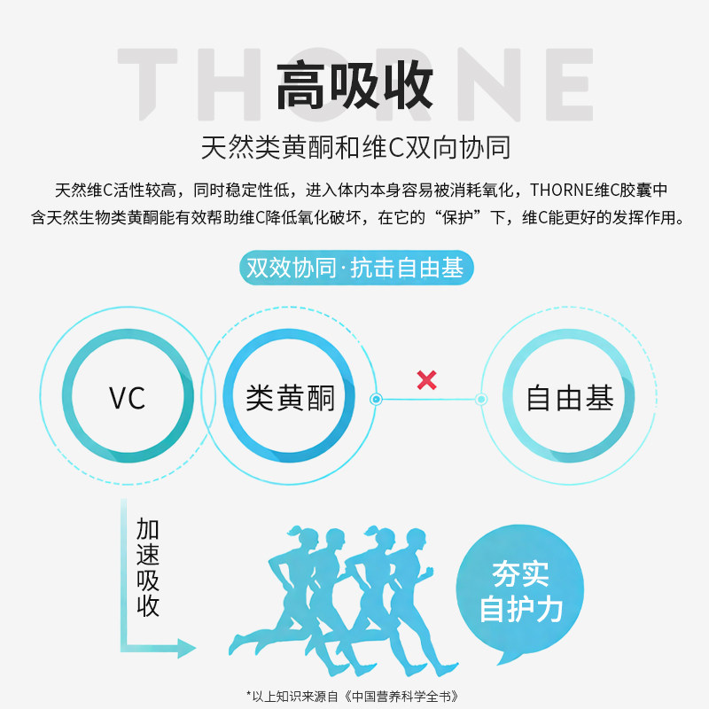 Thorne悦恩维C类黄酮胶囊全家提升免疫力VC90粒 C154