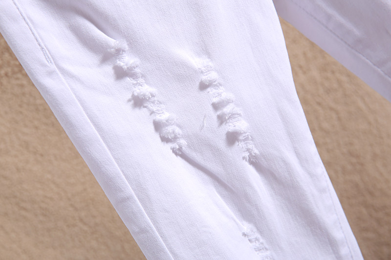 白色2020年夏季纯棉牛仔紧身九分裤 紫萝莲打底裤