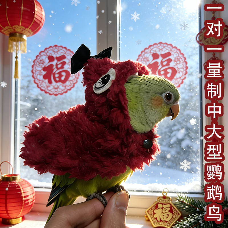 新年战袍睫毛鹦鹉斗篷披风小鸟衣服冬季保暖防冻遛鸟用喜庆拜年服,淘宝优惠券,粉丝福利购,淘宝优惠卷