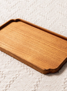 皇吉柚木手工缅甸木质托盘长方形茶盘新中式禅意干泡茶盘摆件