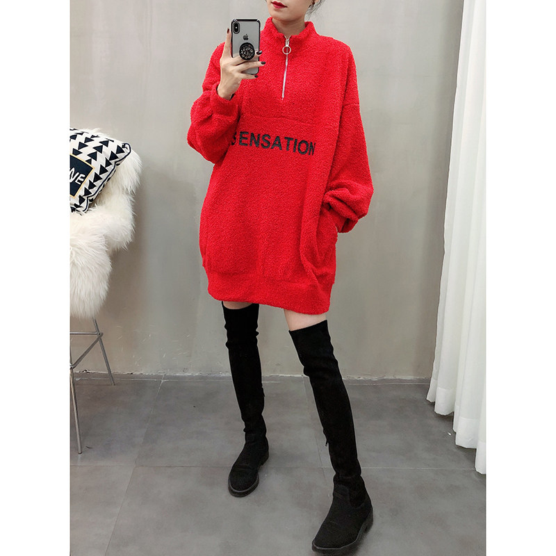 鼠年本命年车厘子红仿羊羔绒卫衣 紫陌悠卫衣/绒衫