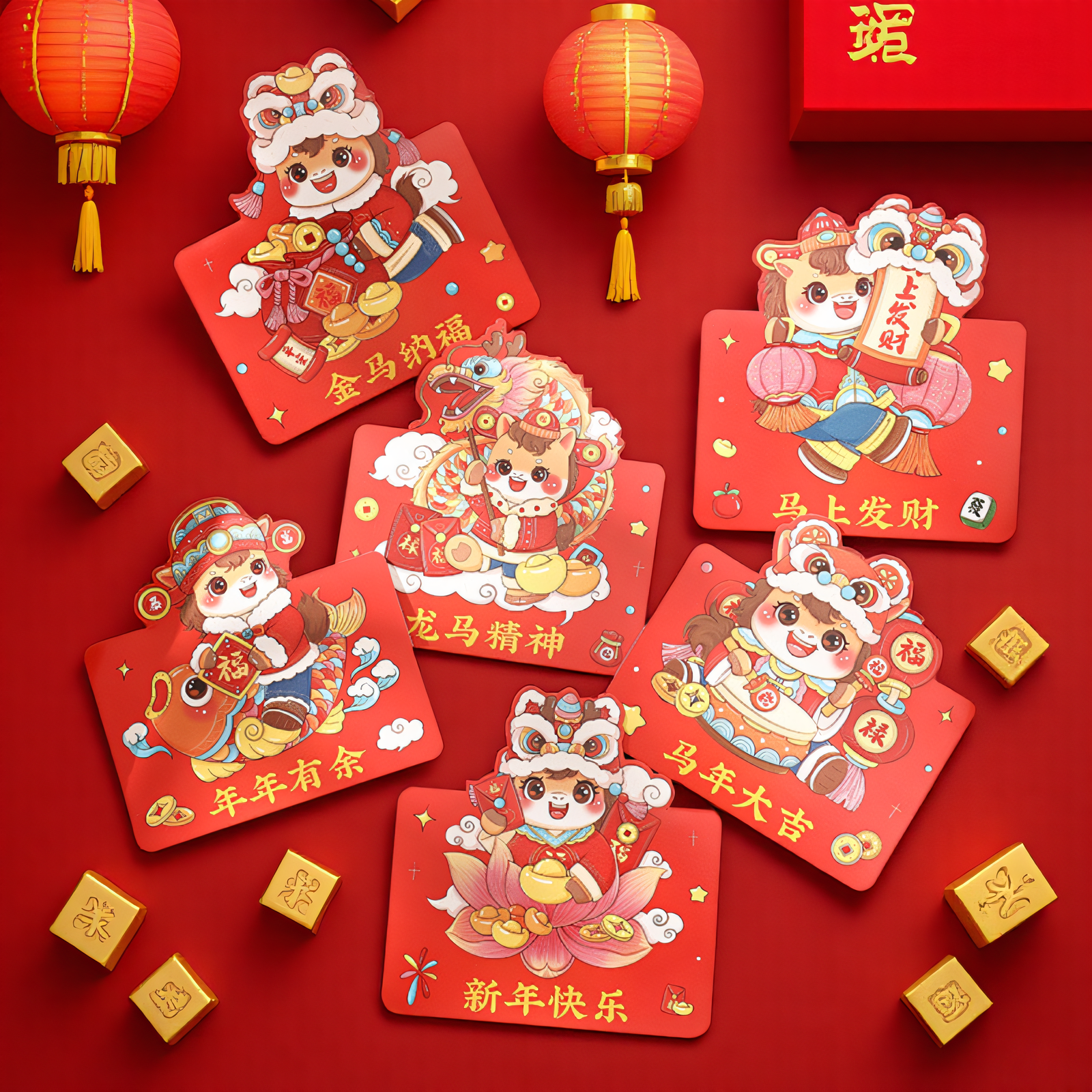 新年贺卡2026年马年生肖新年快乐元旦节感恩感谢小卡片红色春节装饰马年大吉过年喜庆祝福卡礼物留言卡明信片,淘宝优惠券,粉丝福利购,淘宝优惠卷