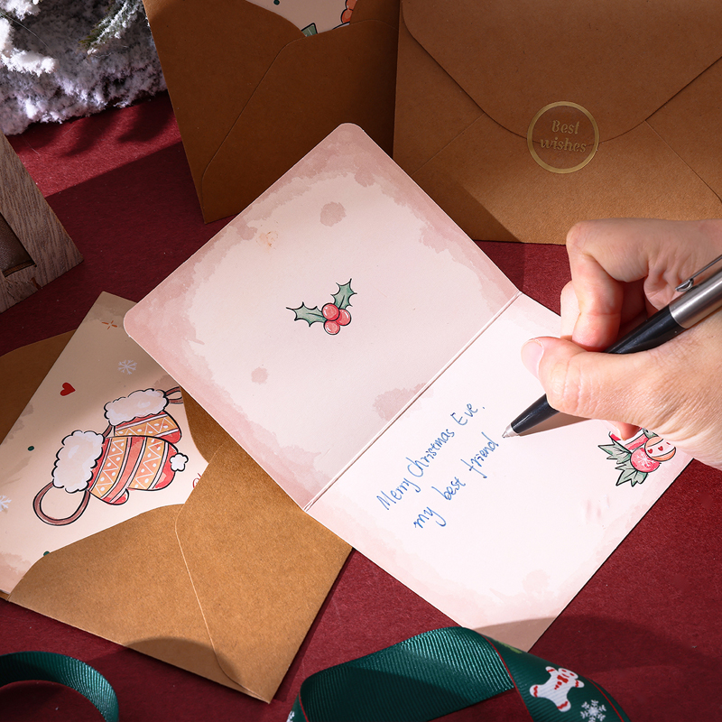 Christmas card + envelope + sealing sticker + opp bag set