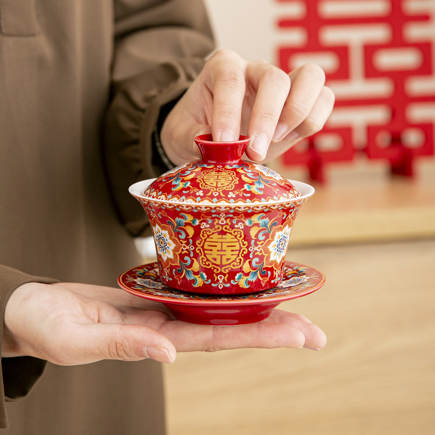 结婚敬茶杯套装珐琅彩婚庆红色改口杯子陶瓷喜碗新婚碗筷陪嫁用品,淘宝优惠券,粉丝福利购,淘宝优惠卷