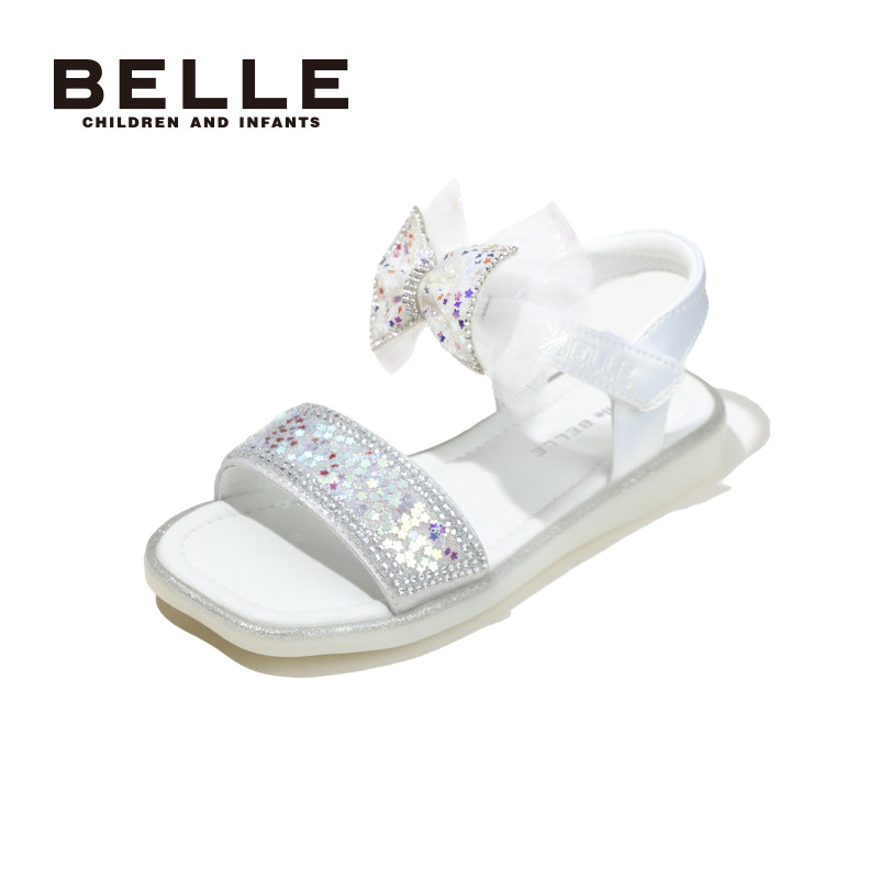 百丽童鞋夏季透气儿童凉鞋女童时尚淑女风公主鞋蝴蝶结闪钻露趾鞋,淘宝优惠券,粉丝福利购,淘宝优惠卷