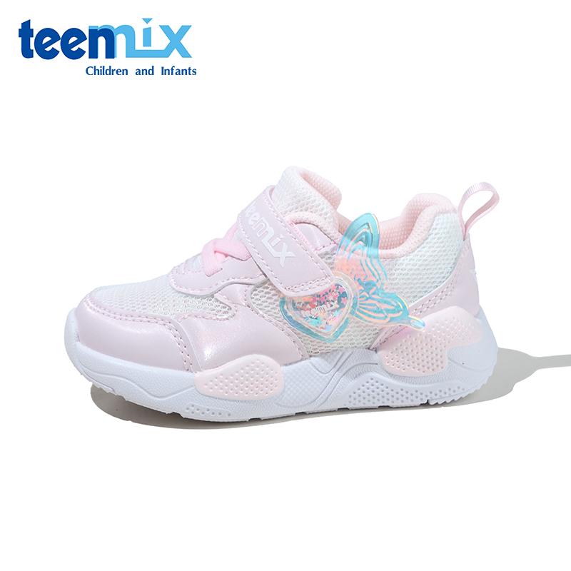 天美意童鞋女童小蝴蝶运动鞋春夏透气网面鞋小女孩软底休闲跑步鞋 - 图0