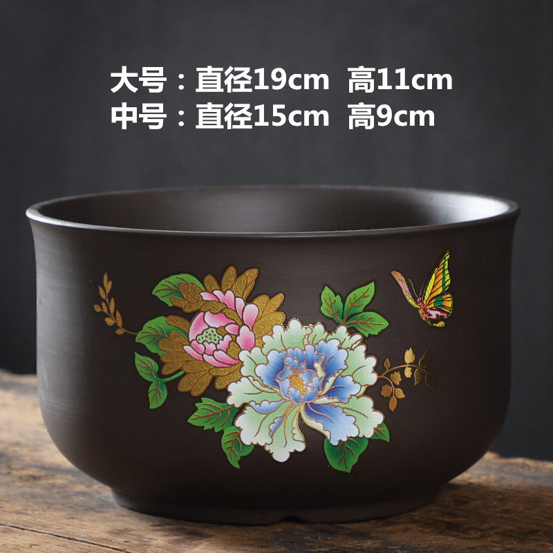 睡莲碗莲专用铜钱草紫砂大口径创意水养无孔陶瓷水培水仙金鱼盆缸,淘宝优惠券,粉丝福利购,淘宝优惠卷