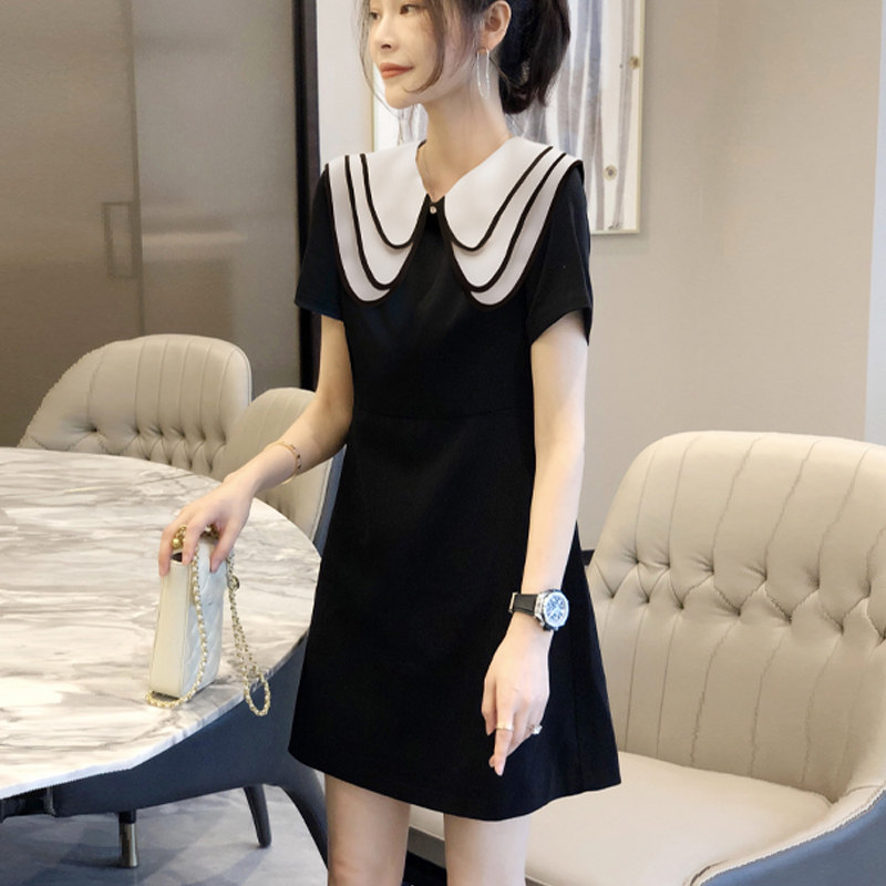 娃娃领雪纺流行休闲小个子直筒短裙 赛美意女装连衣裙